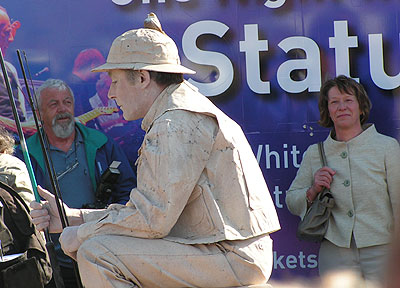 Celia MacKenzie looks on as the statue does nothing
