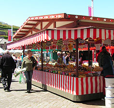 Colourful market stall on the harbourside