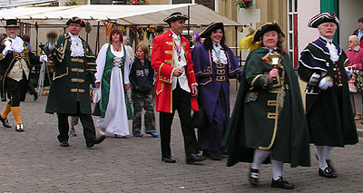 Colourful town criers in Whitehaven market place