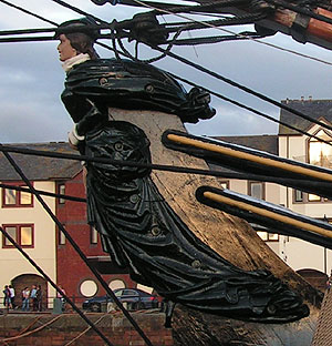 Bethia on the prow of the Bounty replica