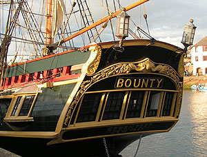 Carving on Bounty's stern
