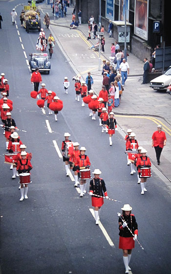 drum majorettes in Whitehaven parade