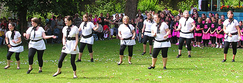 Line dancers in the park