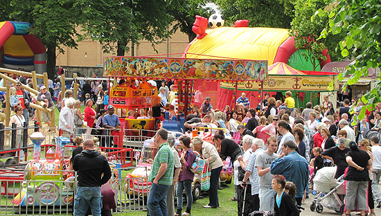 Crowds enjoying the park