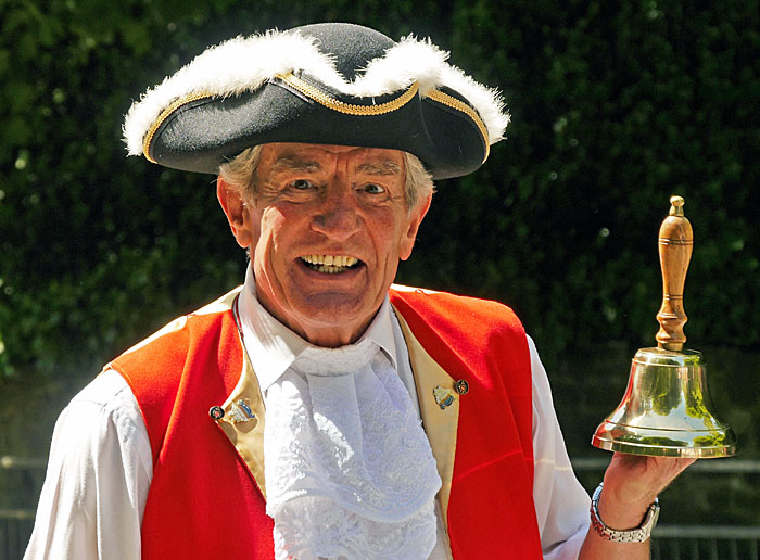 Town Crier Rob Romano with his bell