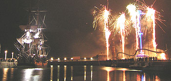 Fireworks on the Old Quay light up Endeavour