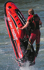 Jet ski frozen in the air