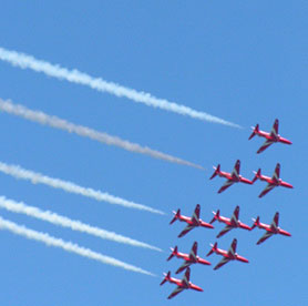 Red Arrows overhead
