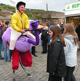 A jockey on an ostrich