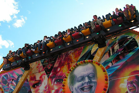 Funfair ride full of people