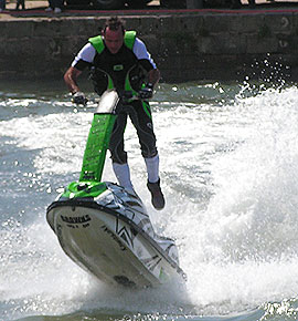 Jet ski leaps into the air