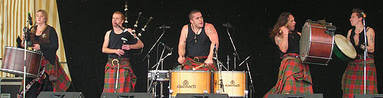 Albanach kilts drums and pipes