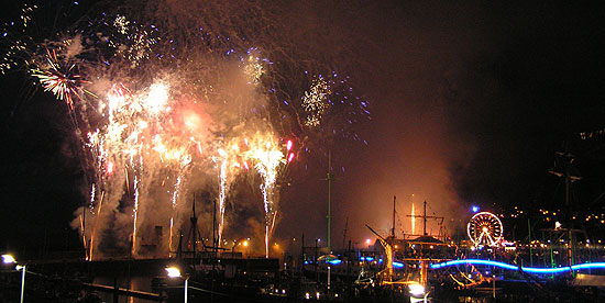 Fireworks shoot up from Whitehaven's Old Quay