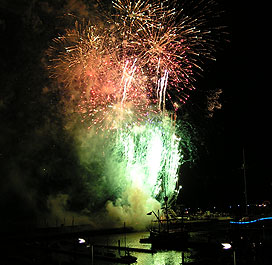 The Matthew in front of the fireworks