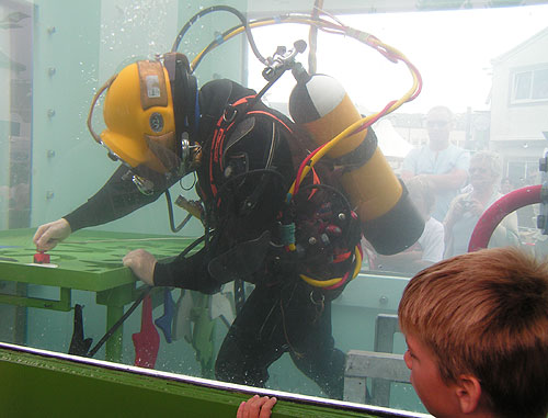 Deep sea diver in tank