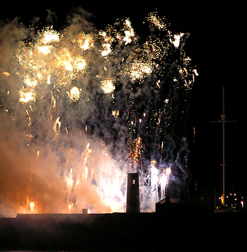 Fireworks behind Whitehaven's Old Watchtower