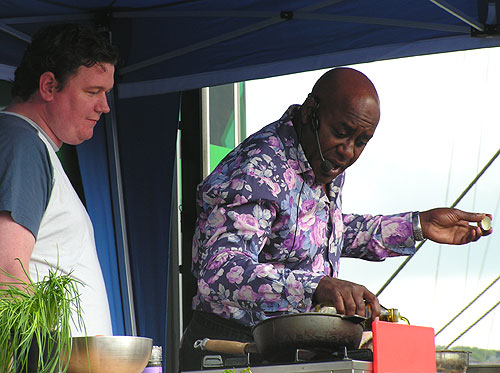 Ainsley pouring oil 
