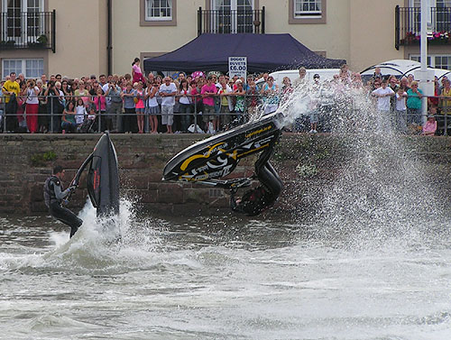 double jet ski stunts in Whitehaven harbour
