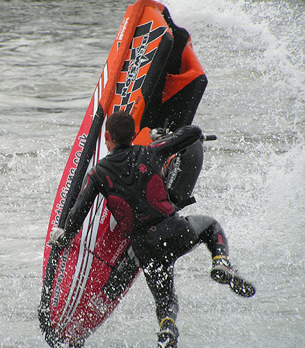 Wrestling with a jet ski in the air