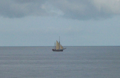 Tall Ship Irene at sea off Whitehaven harbour.