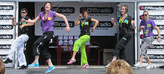 Zumba Cumbria dancing on the CFM stage