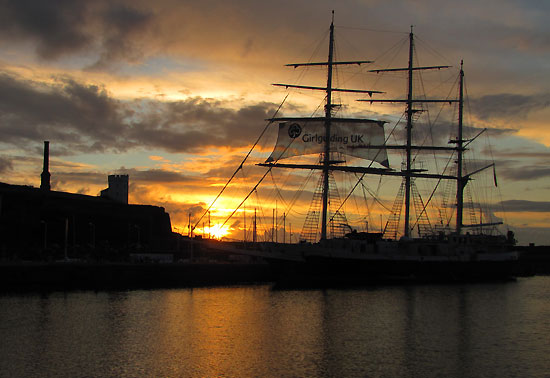 Lord Nelson at sunset in Whitehaven harbour