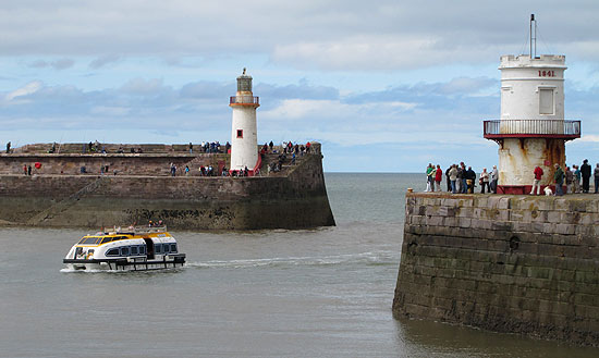 The World tender enter the outer harbour