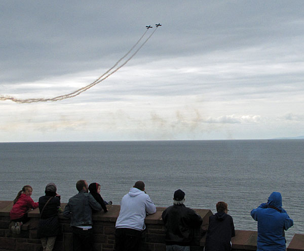 People watching airshow from Candlestick at Whitehaven