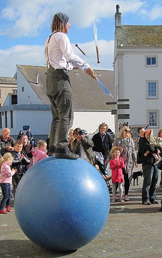 juggling on balance ball