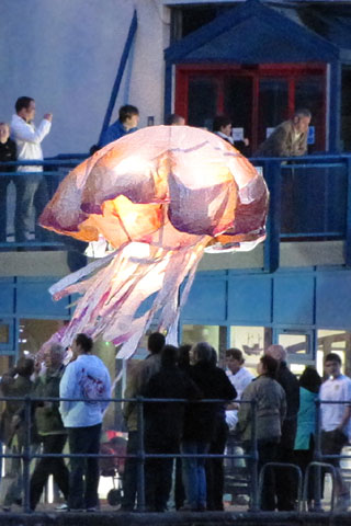 Large jellyfish lantern outside The Beacon