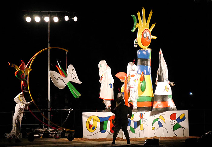 Miro sculptures on stage
