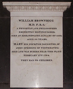 William Brownrigg memorial - Crossthwaite Church
