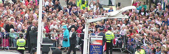 The Queen greeted by Crowds on Whitehaven Habour