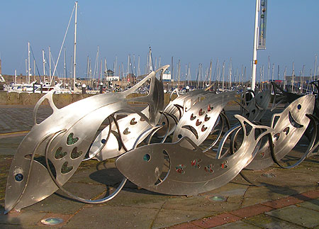 Fish in stainless steel and coloured glass