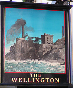 The Wellington pub sign showing the old pit