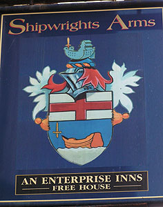 Shipwrights arms heraldic pub sign