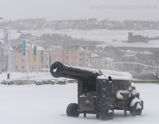 Cannon covered in snow