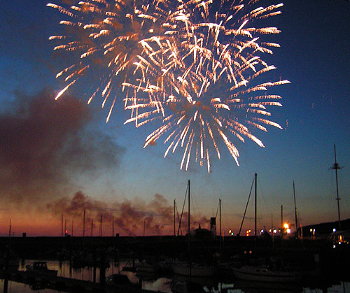 Fireworks across Whitehaven harbour