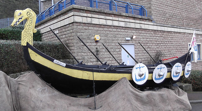 Viking longboat outside The Beacon