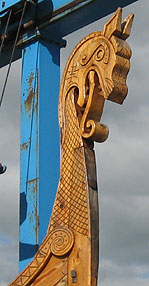 Carved head of Viking longboat