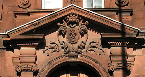 Old Library doorway with Whitehaven shield carving