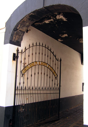 Golden Lion Court archway and gate